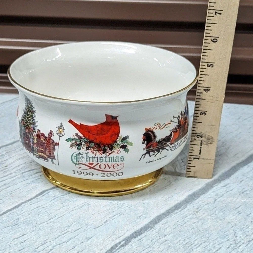 Vintage Teleflora Christmas Love 1999-2000 Cardinal Bowl Vase Millennium‎ Decor